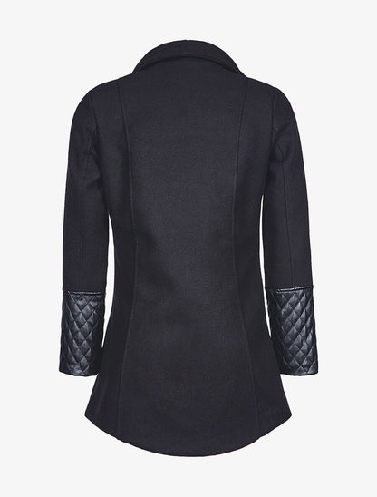 Manteau manchons en simili - Noir - 2