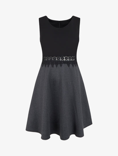 Robe basic taille dentelle - Noir - 1