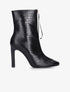 Bottines effet croco à talon haut - Noir - 1