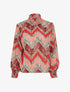 Blouse à col montant élastiqué imprimé animal - fushia - 1