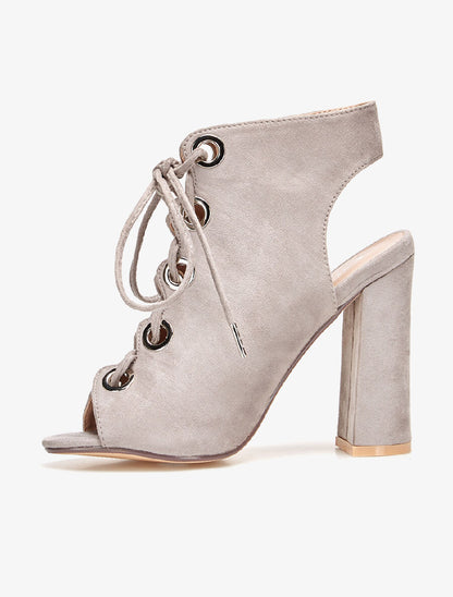 Peep-toes hautes à oeillets - gris - 3
