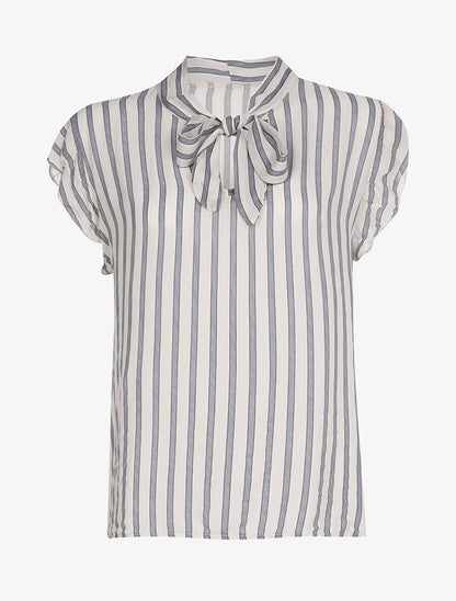 Blouse rayée col à nouer - blanc - 3