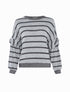 Pull effet sweat rayé à volants - Gris - 1