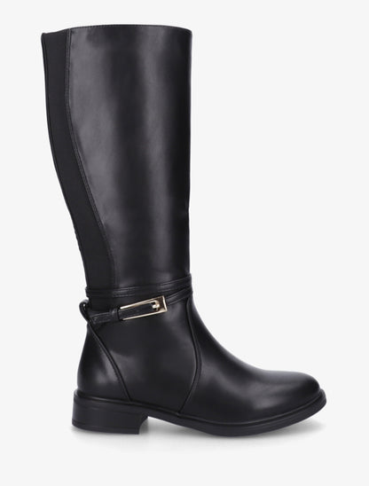 Bottes en simili à boucle rectangulaire - Noir - 1