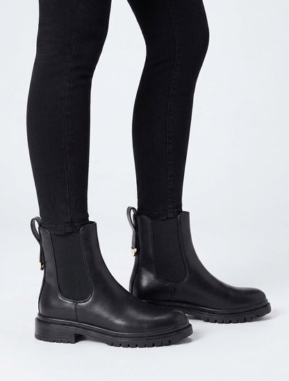 Chelsea-Stiefel mit stilisiertem Fersenstück - Schwarz