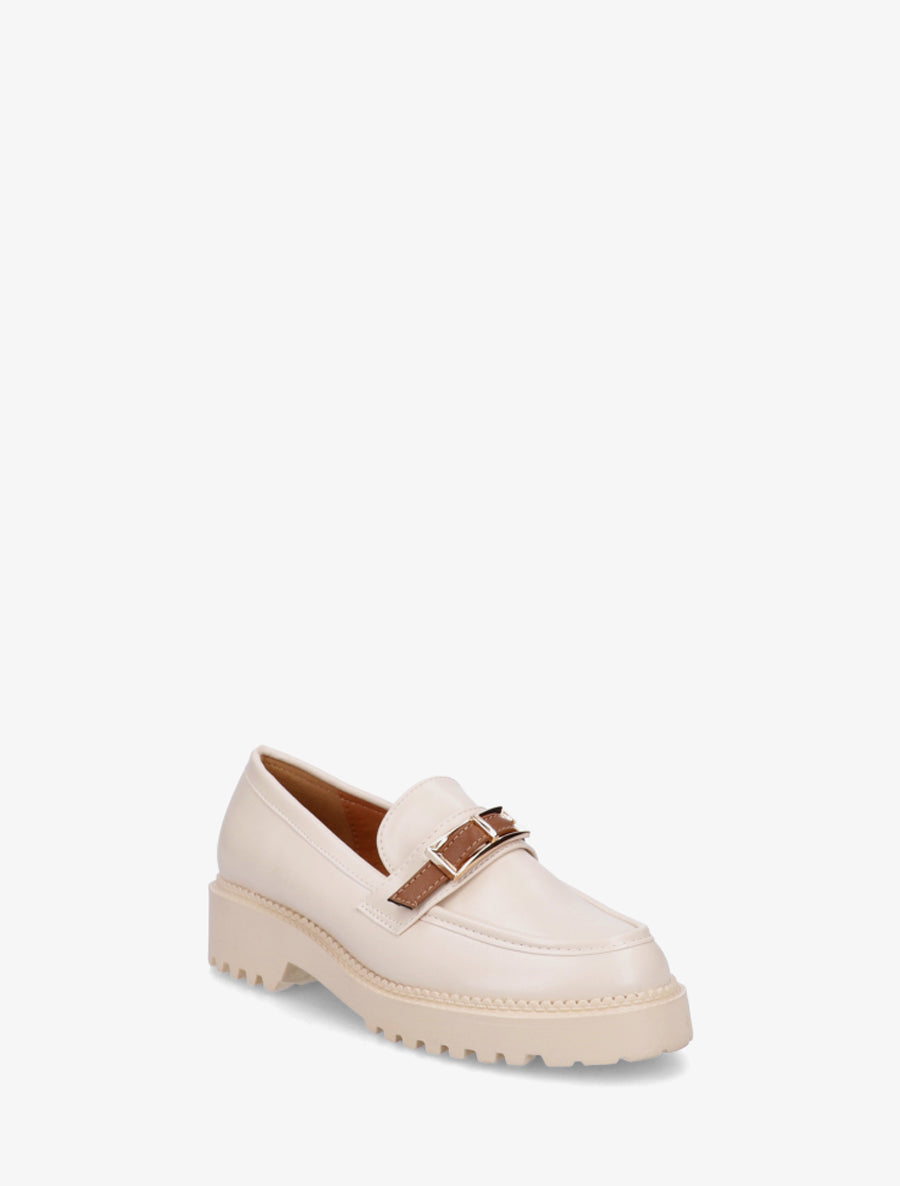 Mocassins à semelle crantée et boucle métallique - Beige - 2