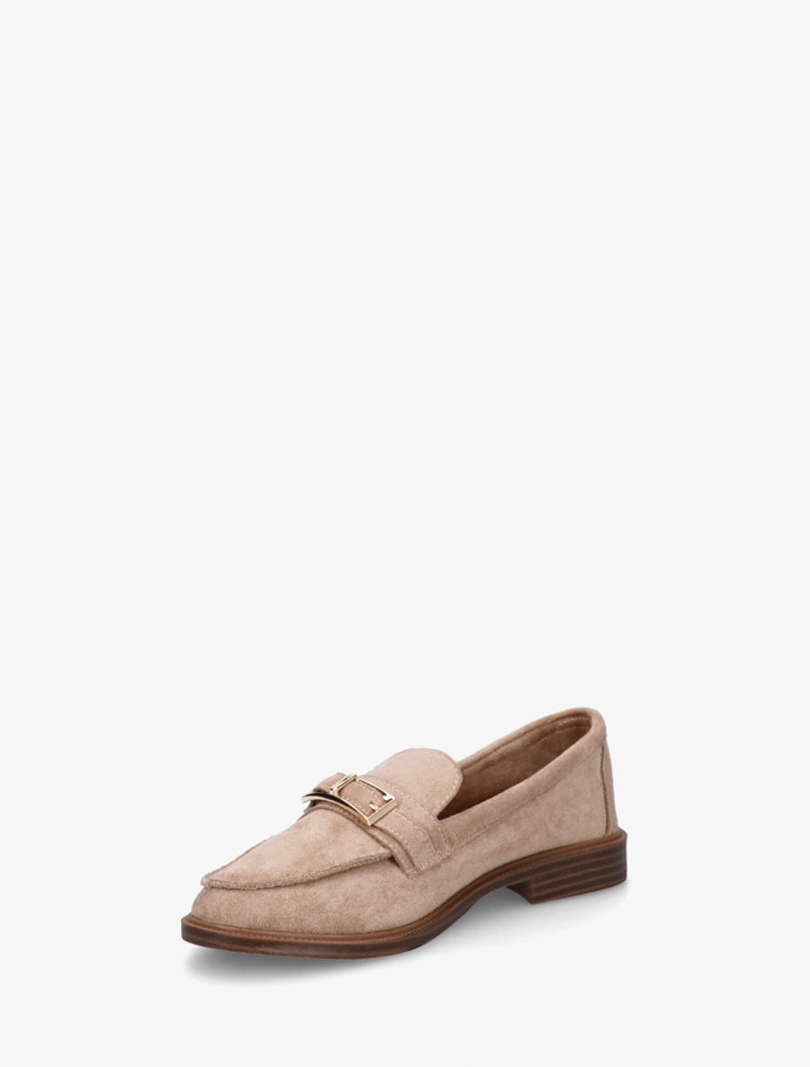 Mocassins en suédine à boucle métallique - Taupe - 3