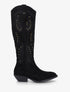 Bottes en suédine style santiags à clous - Noir - 1