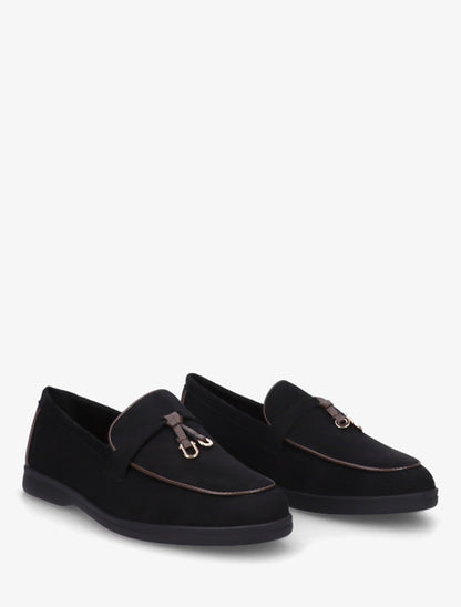 Mocassins en suédine à boucle décorative - Noir - 4