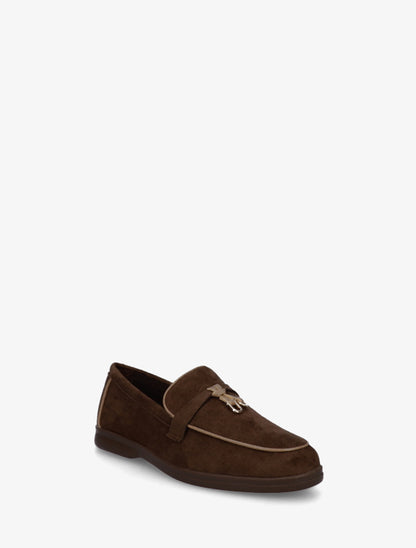 Mocassins en suédine à boucle décorative - Marron - 2