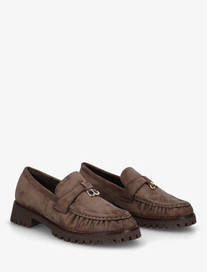Mocassins en suédine à semelle crantée - Taupe foncé - 4