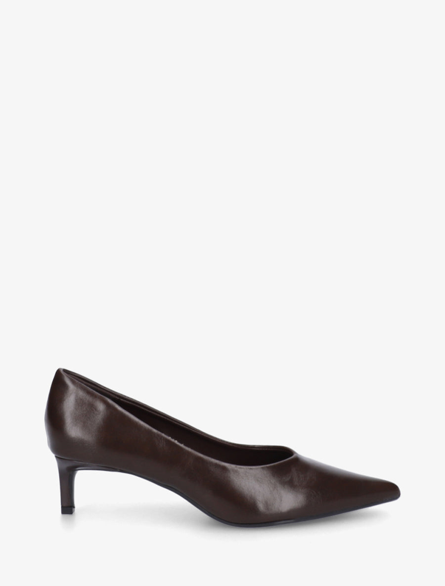 Escarpins en simili et bouts pointus - Marron - 1