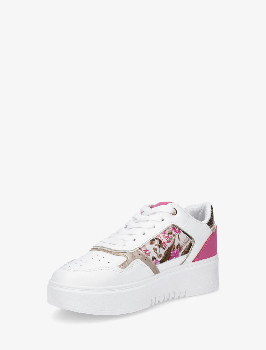 Baskets bi-matière imprimé fleuri - Fuchsia - 3