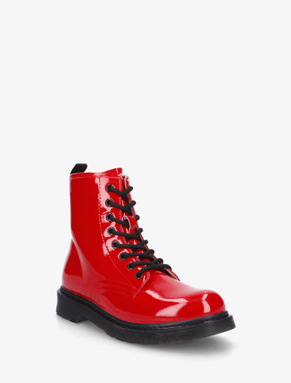 Bottines vernies à lacets - Rouge - 2