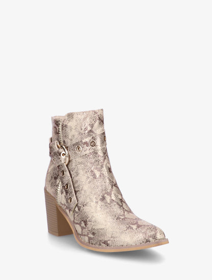 Bottines imprimé python à bouts pointus - Taupe - 2