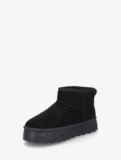 Bottines fourrées en suédine - Noir - 3