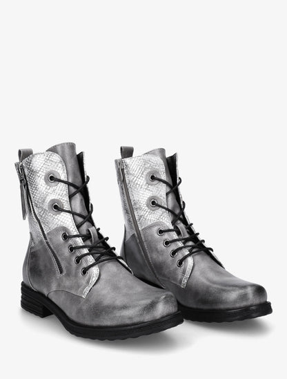 Bottines lacées à cheville effet python irisé - Gris - 4