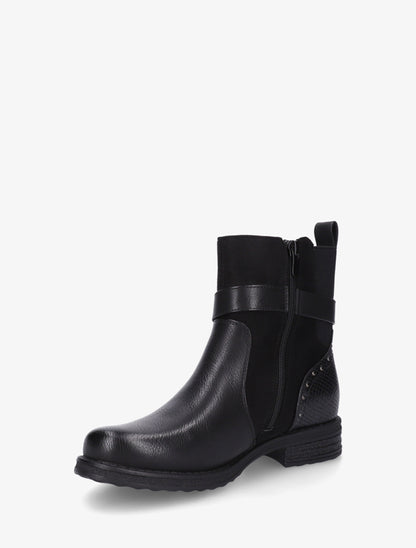 Bottines à sangle décorative et empiècement python - Noir - 3