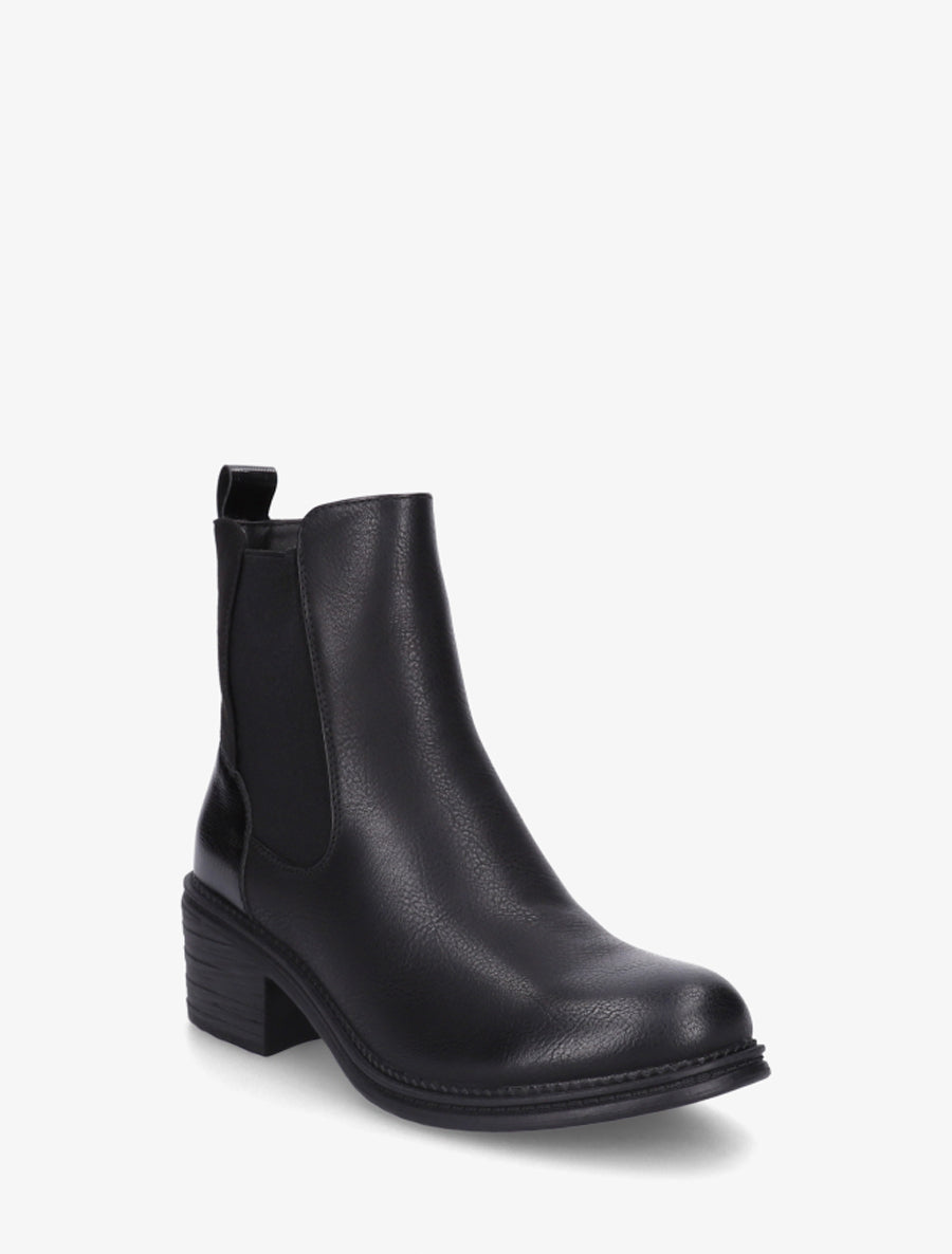 Bottines bimatière à contrefort effet python - Noir - 2