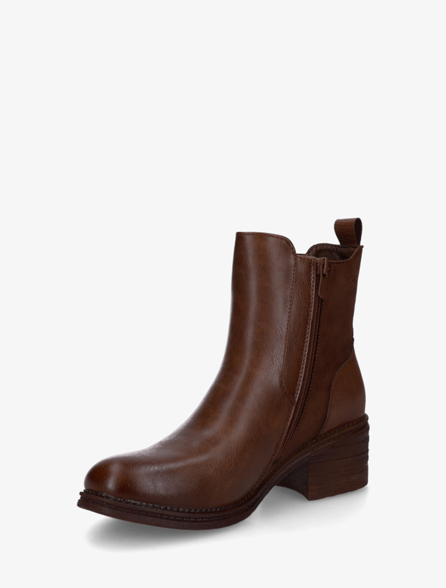 Bottines bimatière à contrefort effet python - Marron - 3