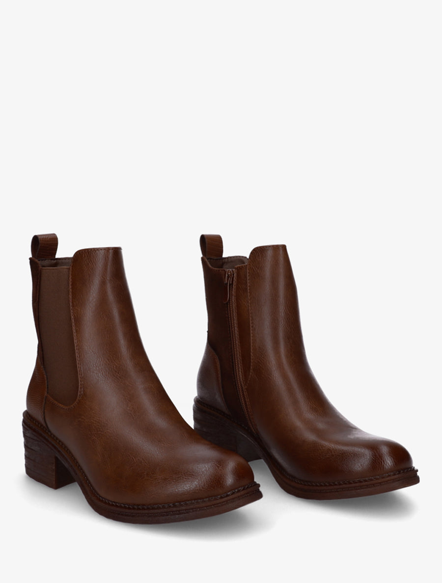Bottines bimatière à contrefort effet python - Marron - 4