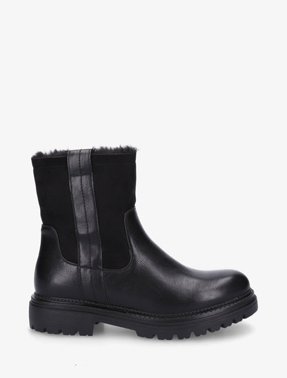 Bottines fourrées en simili et suédine - Noir - 1