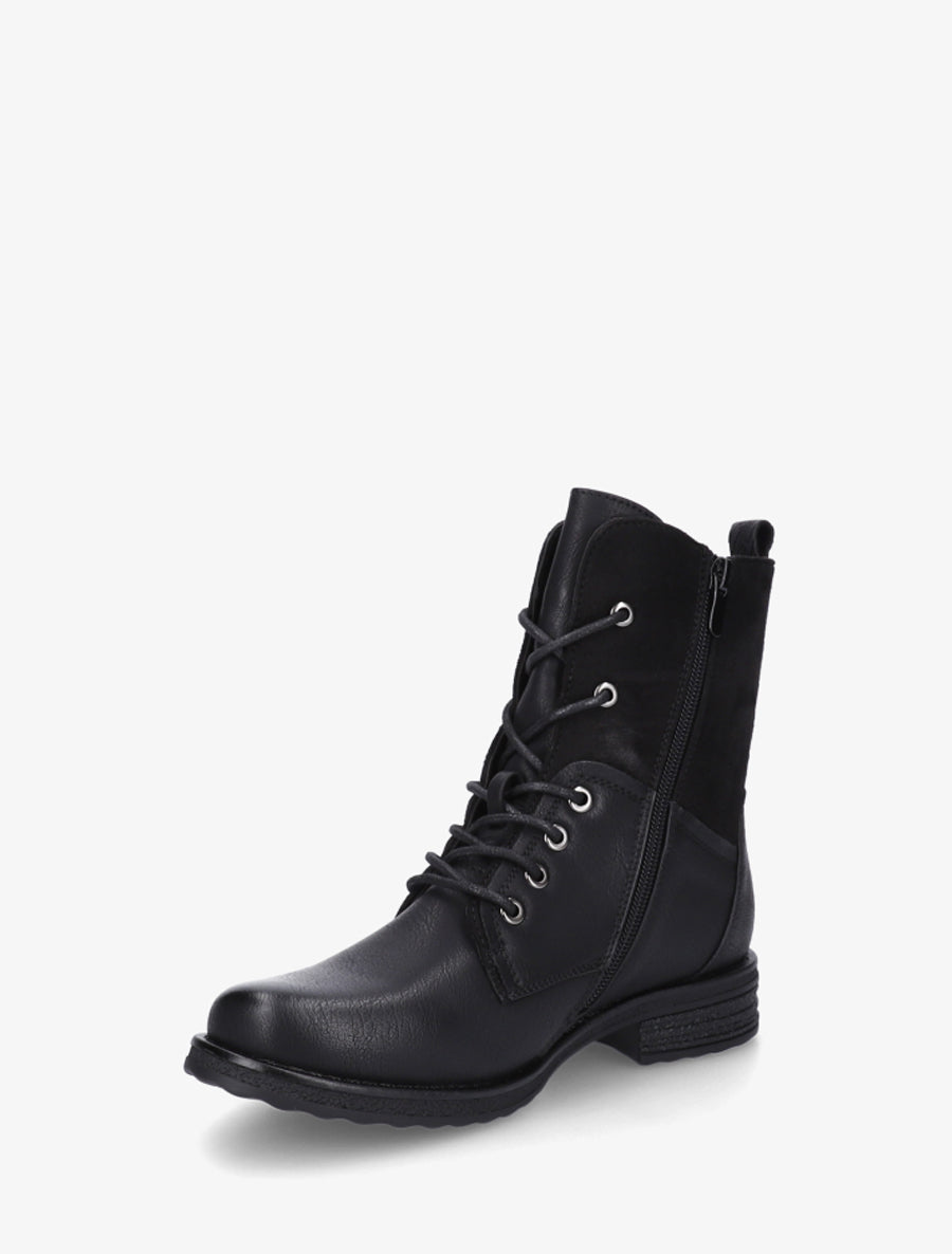 Bottines bimatière à lacets - Noir - 3