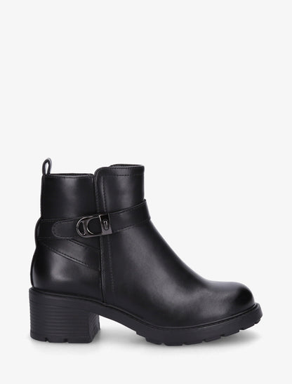 Bottines en simili à boucle métal et semelle crantée - Noir - 1