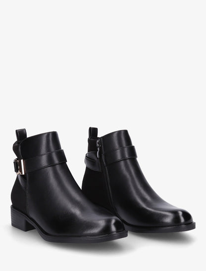 Bottines en simili à contrefort en suédine - Noir/or - 4