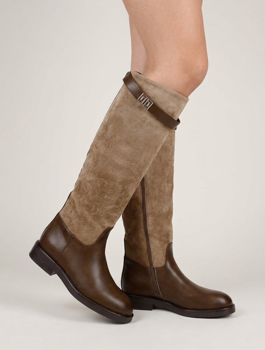 Stiefel aus Wildlederimitat und Kunstleder - Maulwurf
