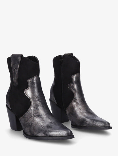 Bottines nacrées style santiag - Noir - 4