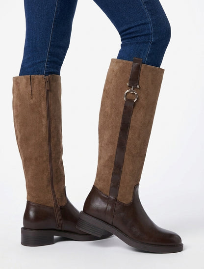 Reitstiefel mit Schmuckschließe - Braun