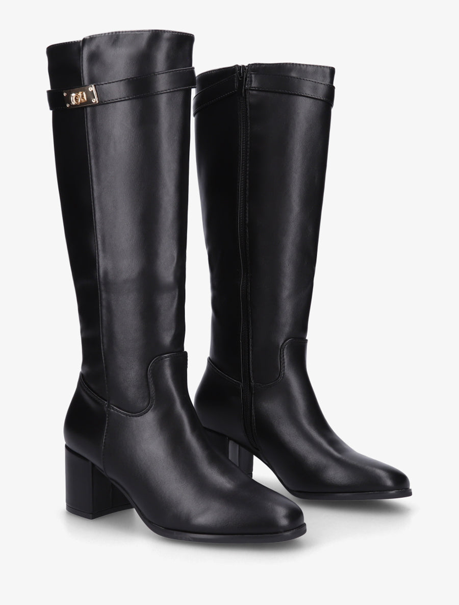 Bottes en simili à talon - Noir - 4