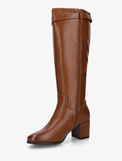 Bottes en simili à talon - Camel - 3