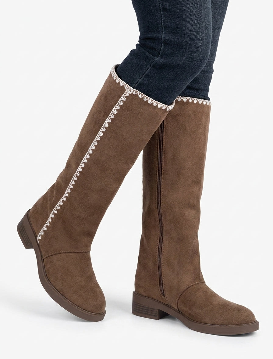 Bestickte Wildlederstiefel - Braun