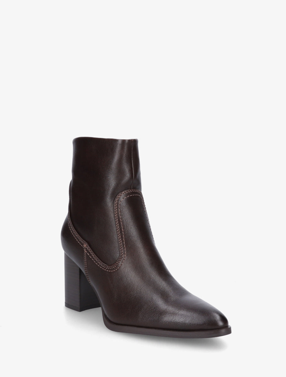 Bottines à talon en simili bouts pointus - Marron - 2