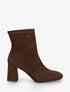 Bottines en suédine et talon carré - Marron - 1