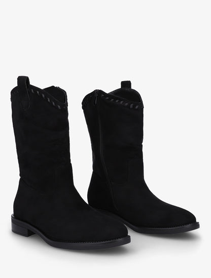 Bottines plissées en suédine - Noir - 4