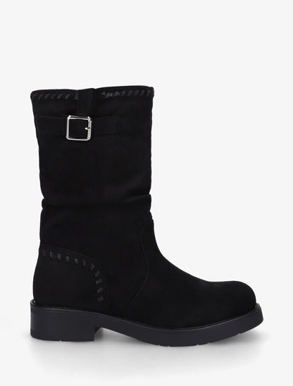Bottines plissées à bouts ronds - Noir - 1