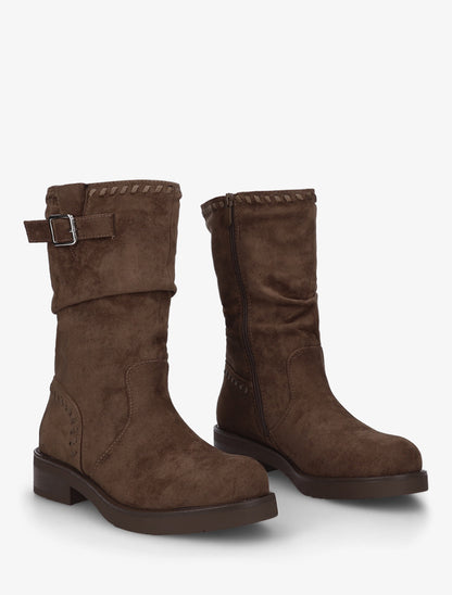 Bottines plissées à bouts ronds - Marron - 4
