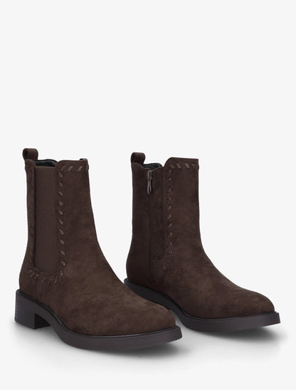Bottines style chelsea en suédine - Chocolat - 4