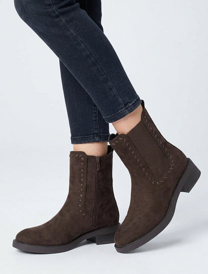 Chelsea-Stiefeletten aus Wildlederimitat - Schokolade