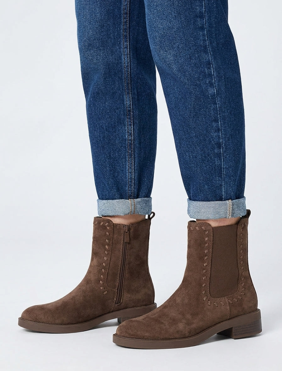 Chelsea-Stiefeletten aus Wildlederimitat - Braun