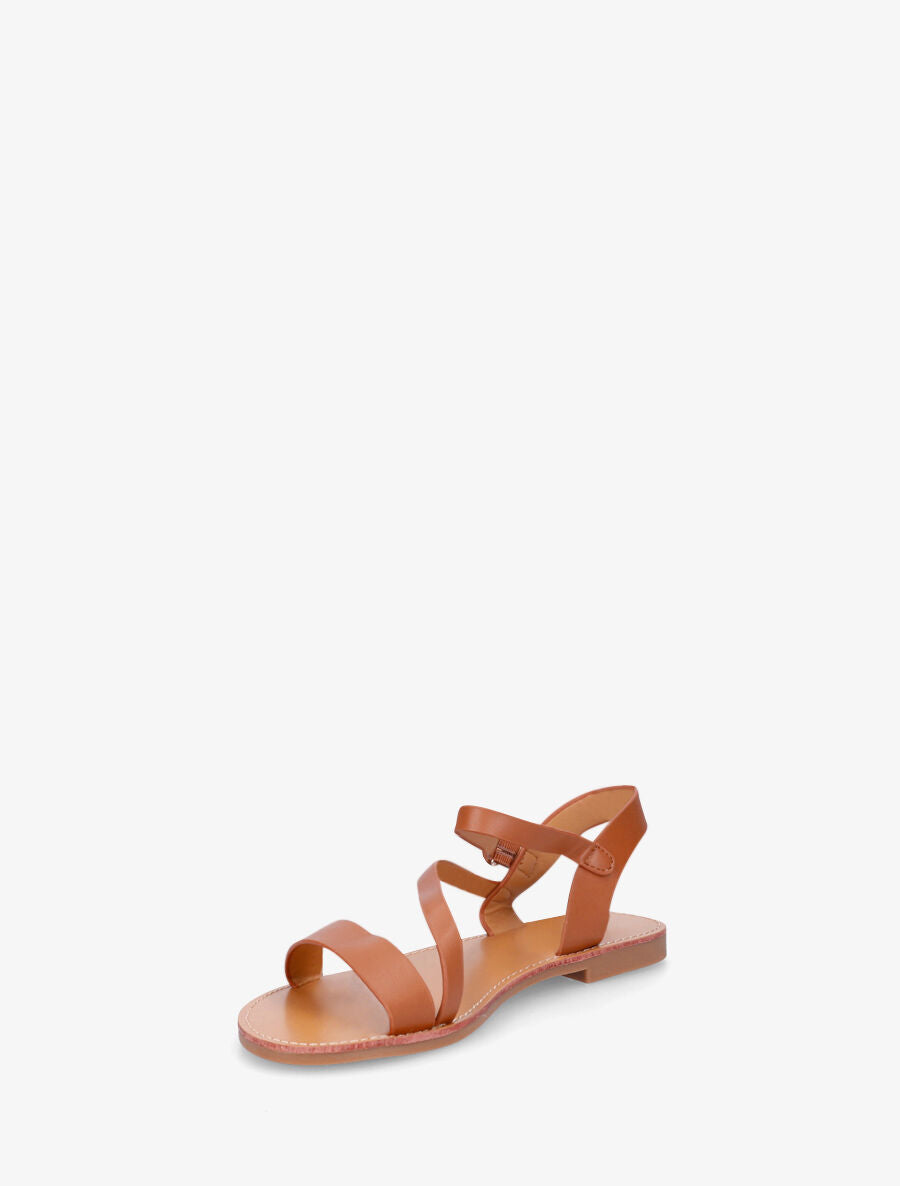 Nu-pieds en simili bride en biais - Camel - 3