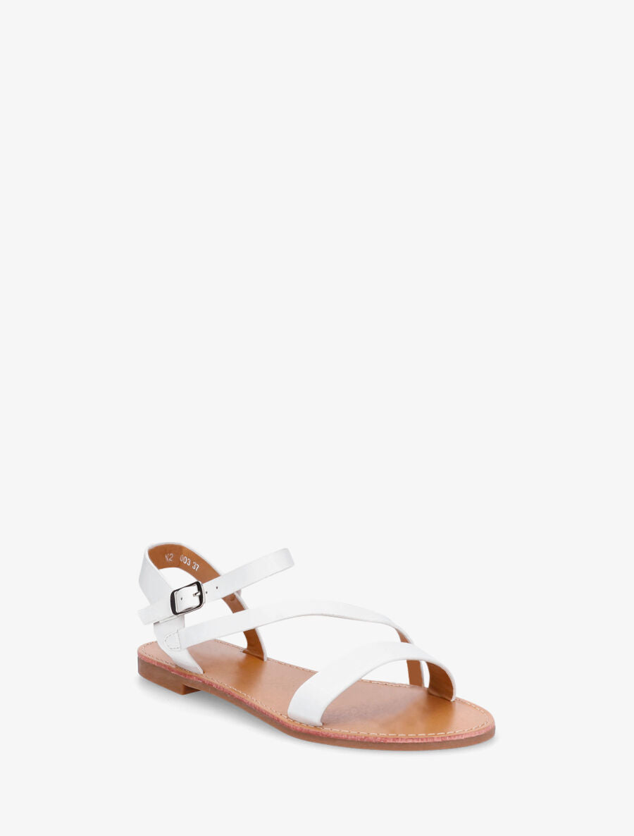 Nu-pieds en simili bride en biais - Blanc - 2