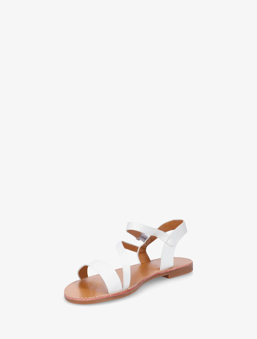 Nu-pieds en simili bride en biais - Blanc - 3