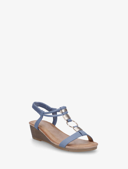 Sandales compensées à bijoux - Bleu - 3