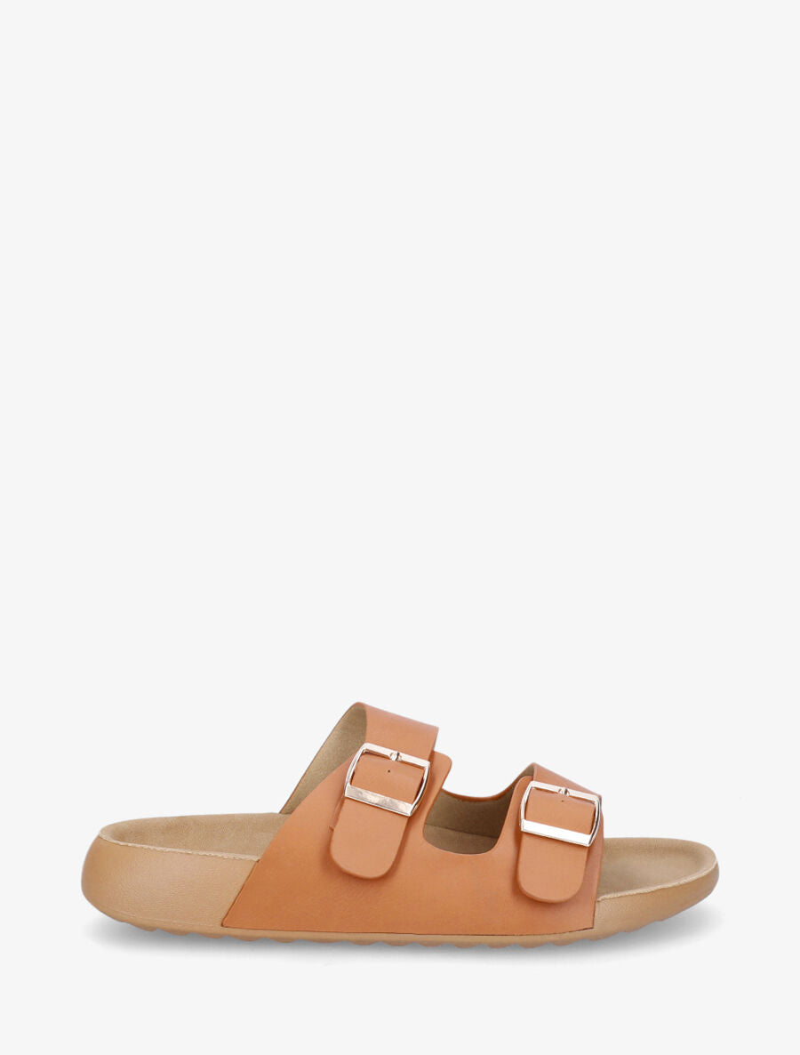 Mules en simili à double brides - Camel - 5