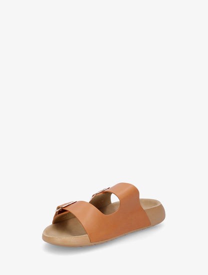 Mules en simili à double brides - Camel - 3