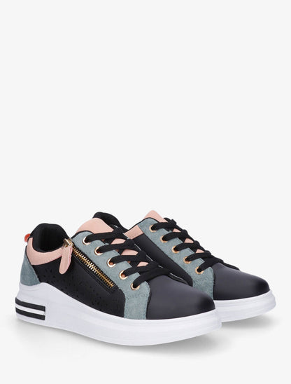 Baskets à zip et motifs perforés - Noir - 4